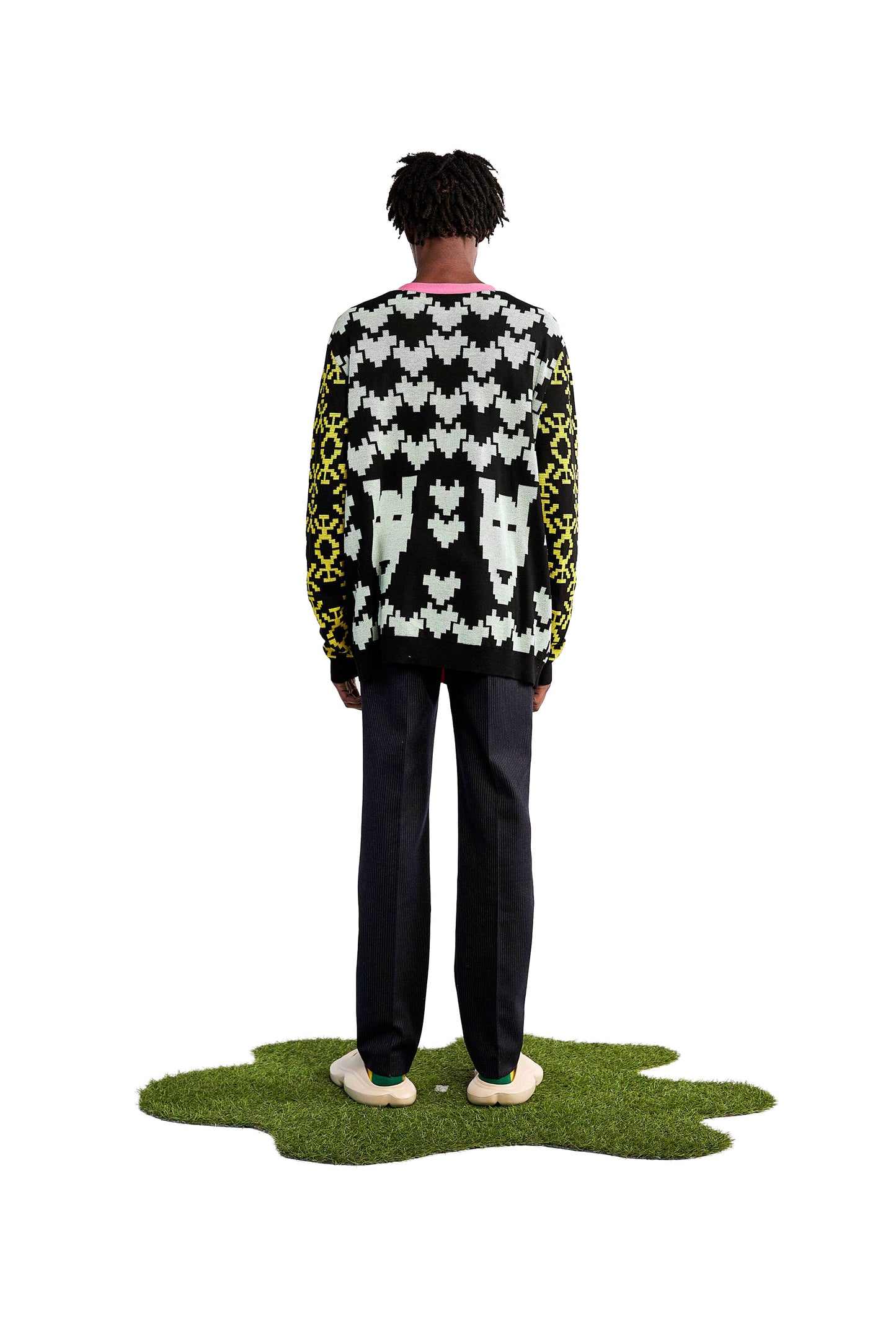 Jan black jacquard knit cardigan