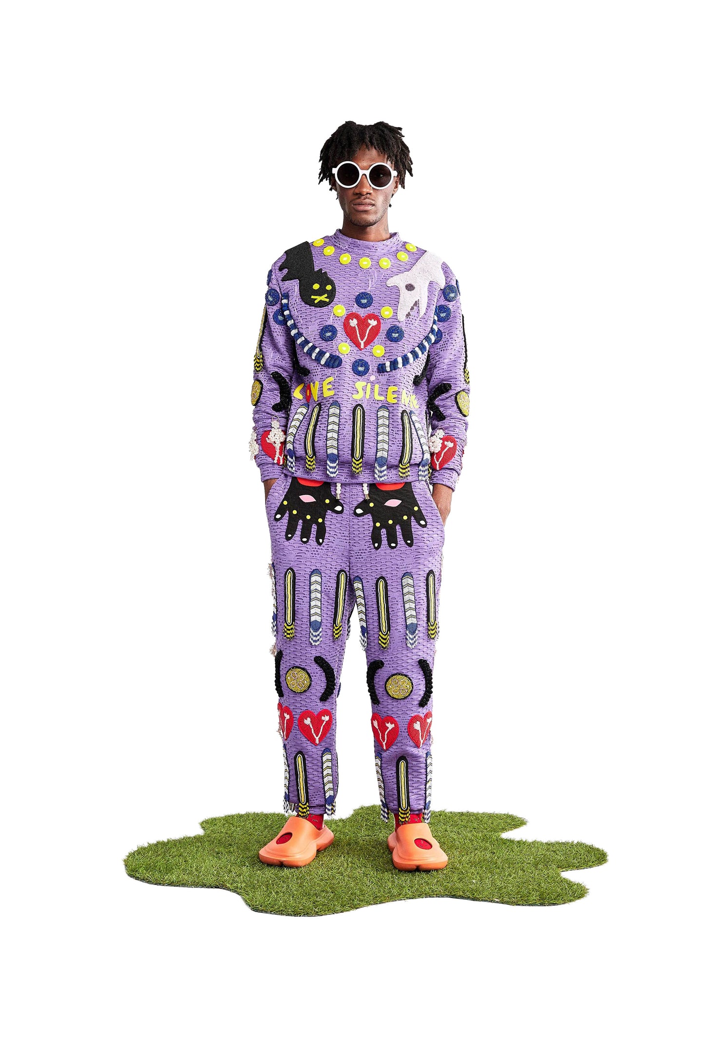 Vania purple embellished trousers