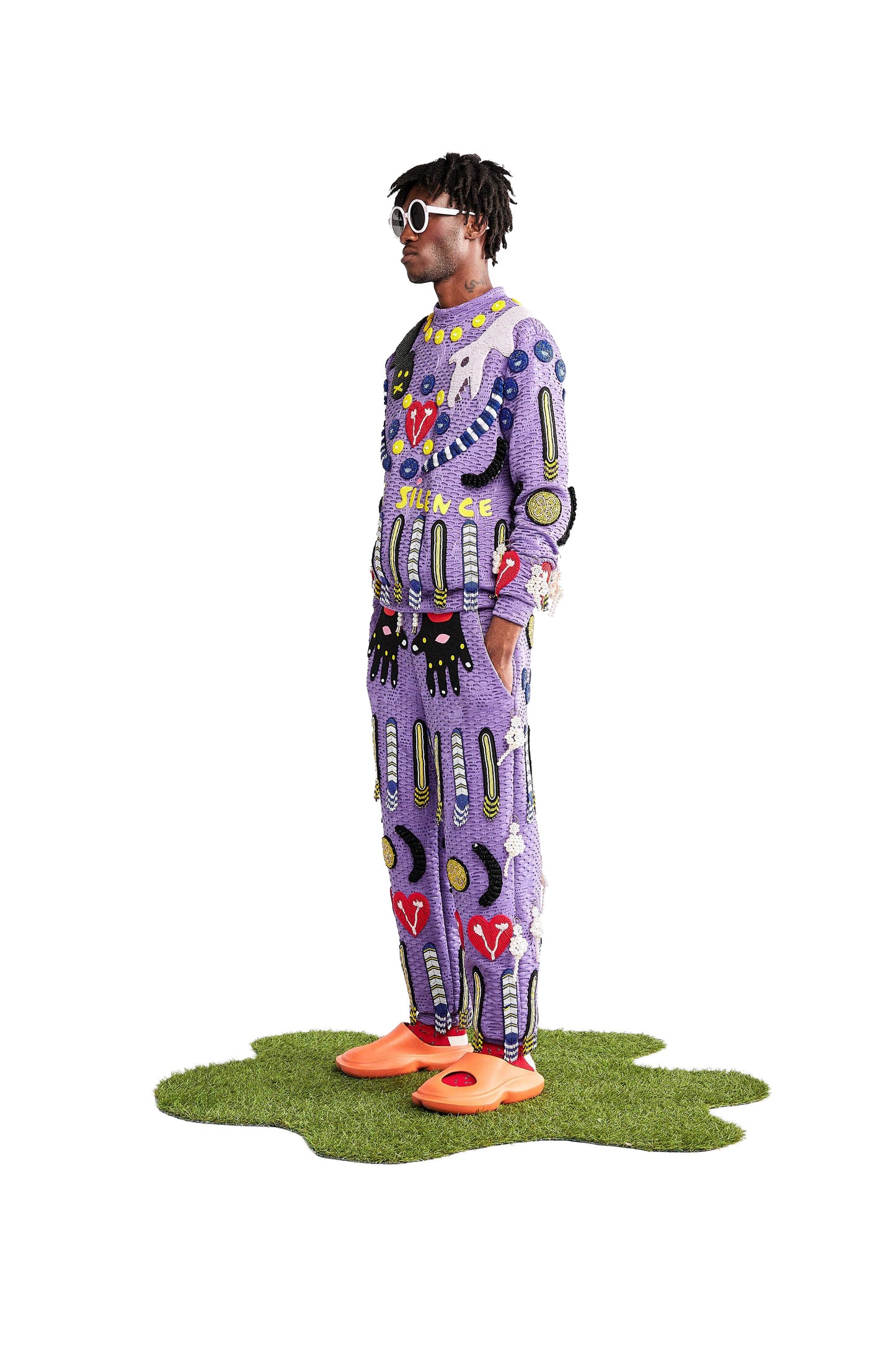 Vania purple embellished trousers