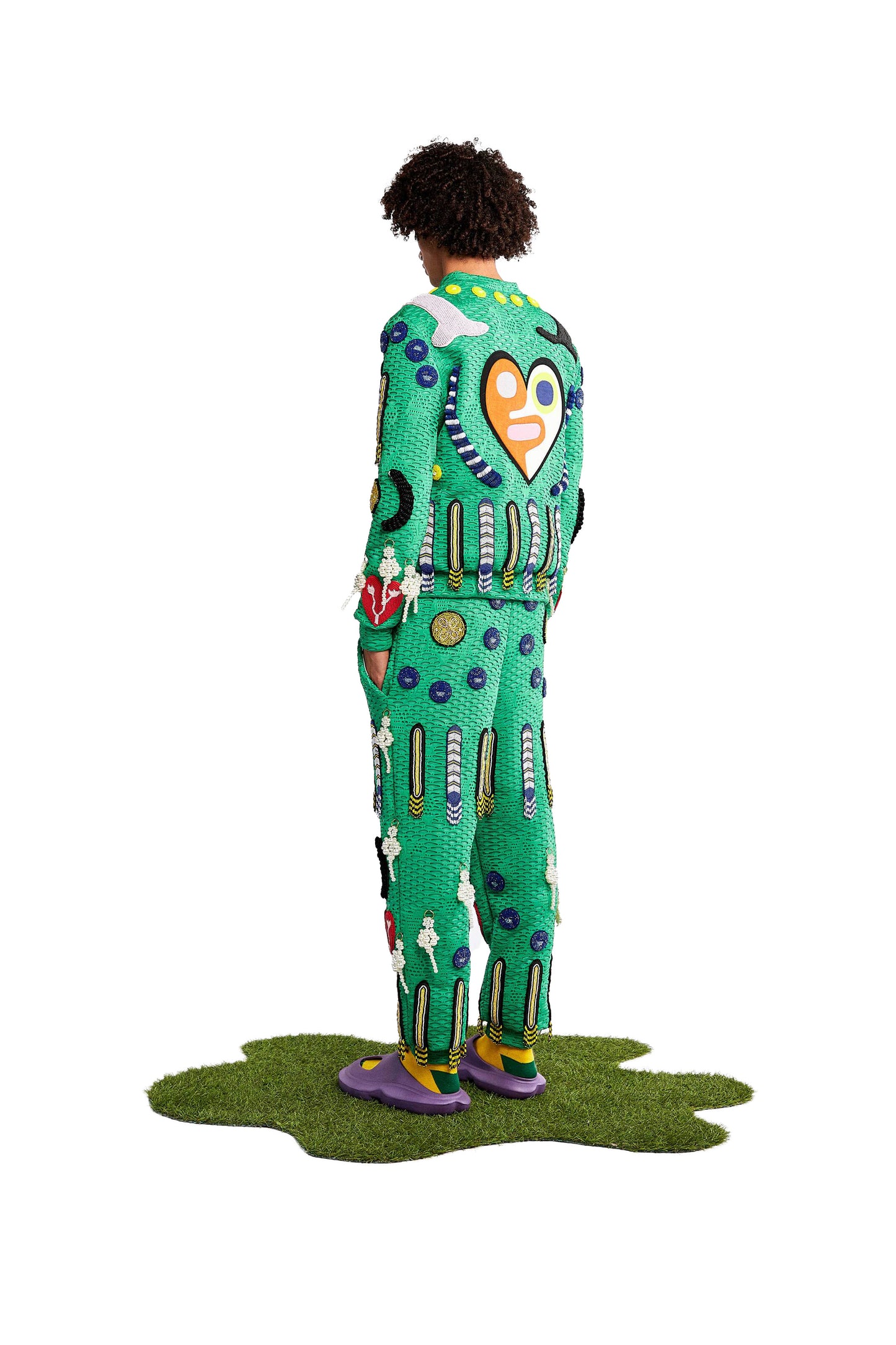 Vania green embellished trousers