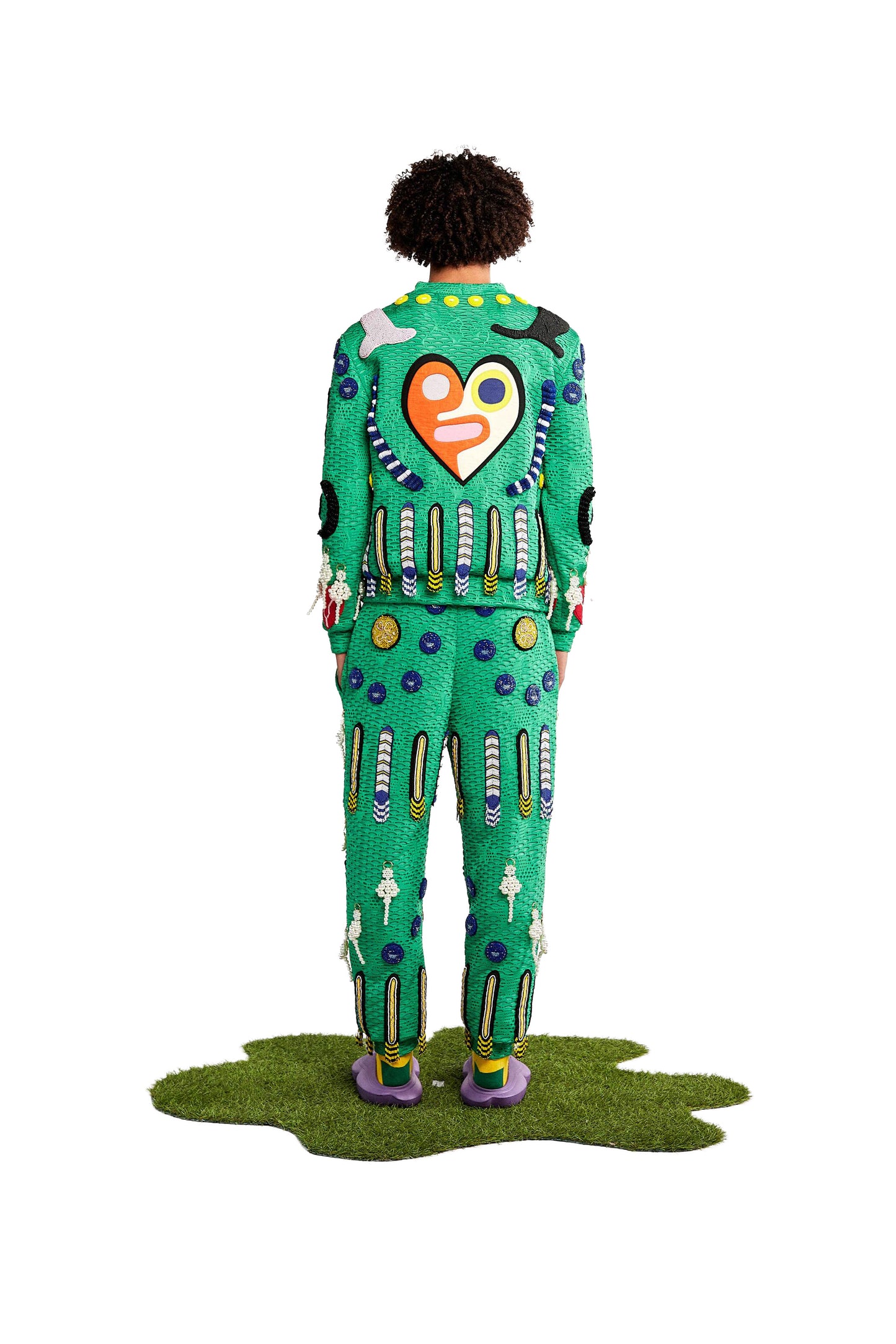 Vania green embellished trousers