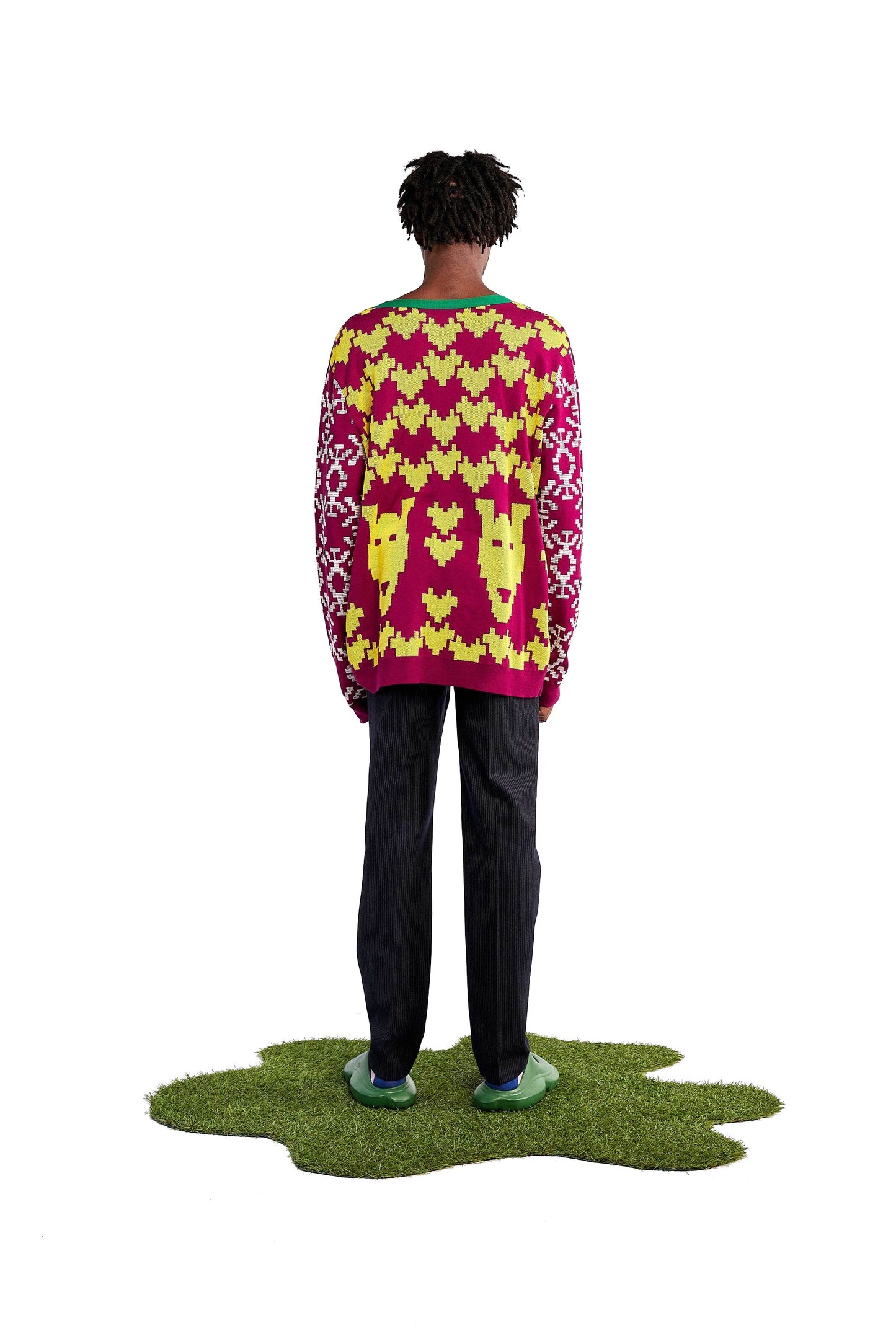 Jan red jacquard knit cardigan