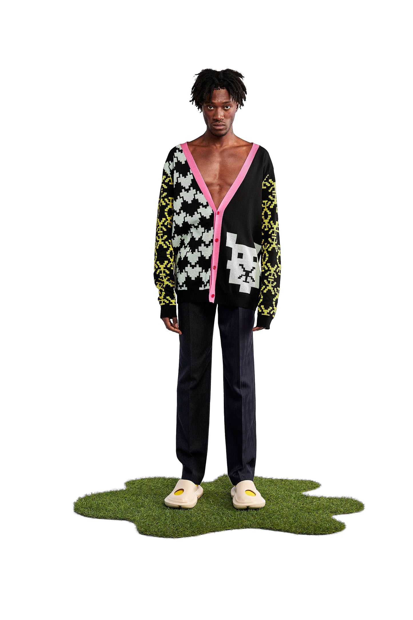 Jan black jacquard knit cardigan