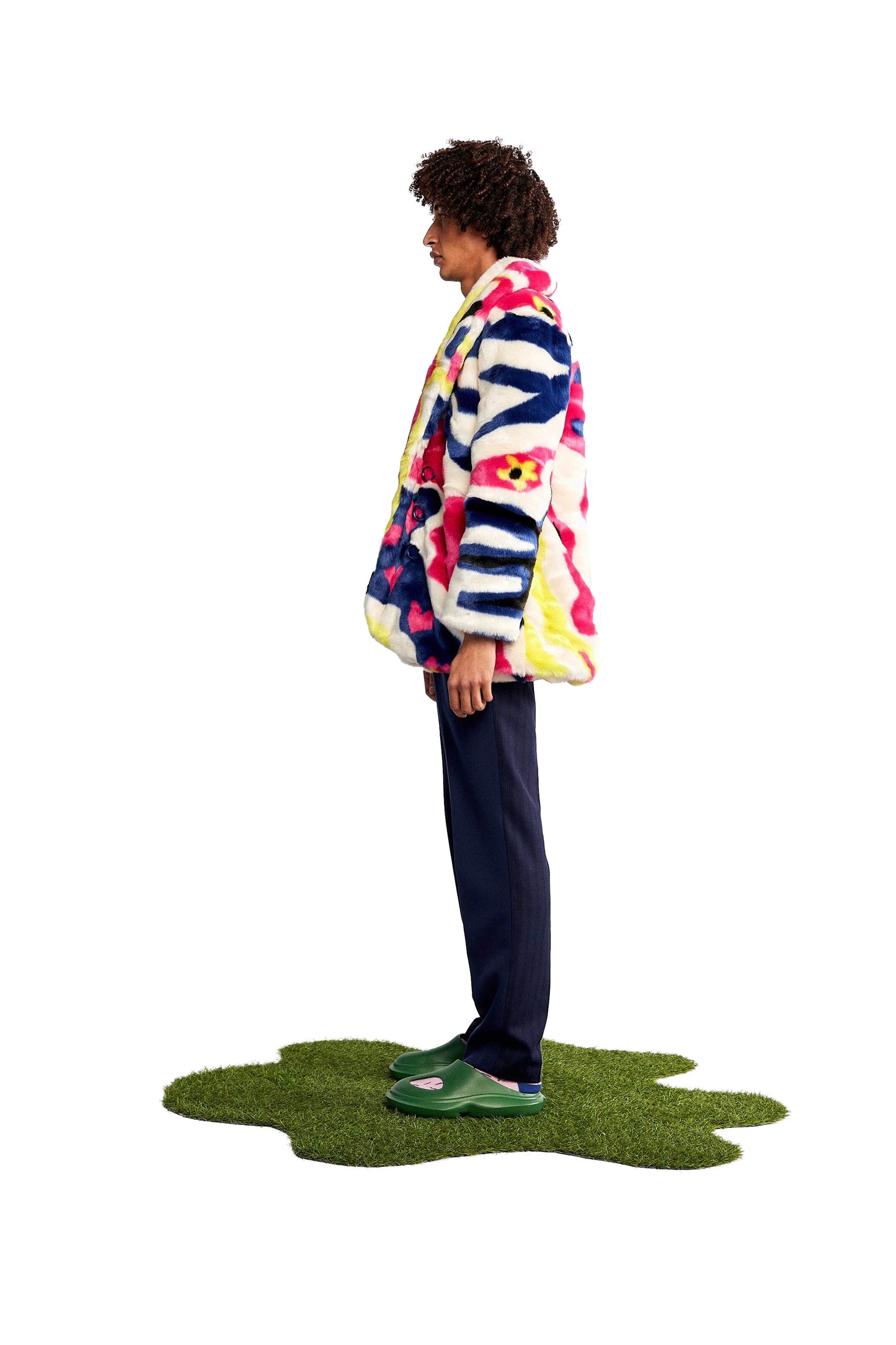 Anso ecru printed faux fur jacket