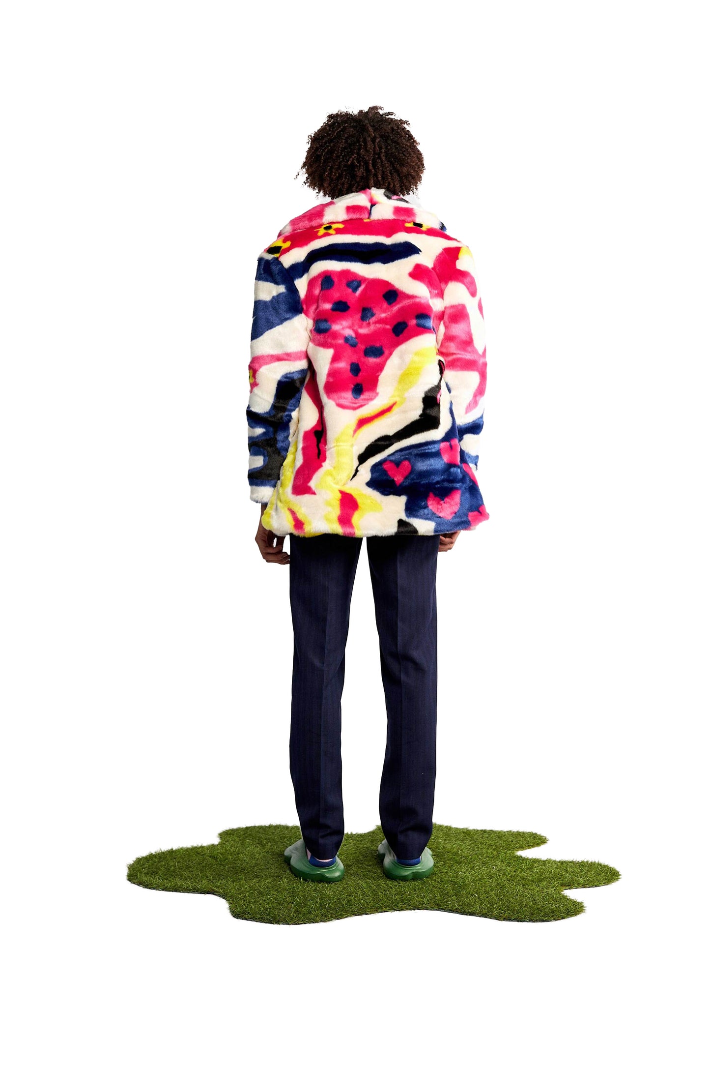 Anso ecru printed faux fur jacket