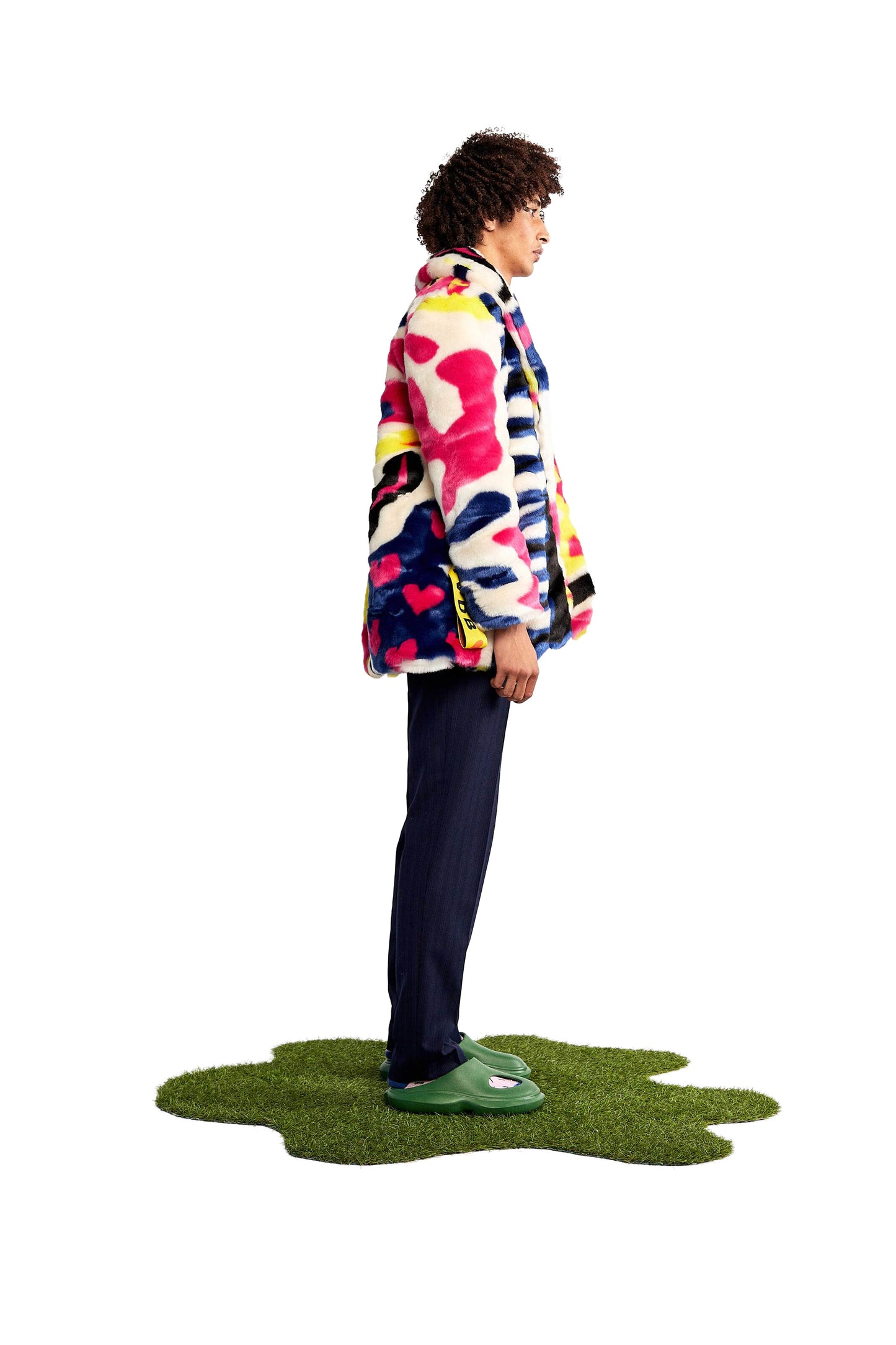 Anso ecru printed faux fur jacket